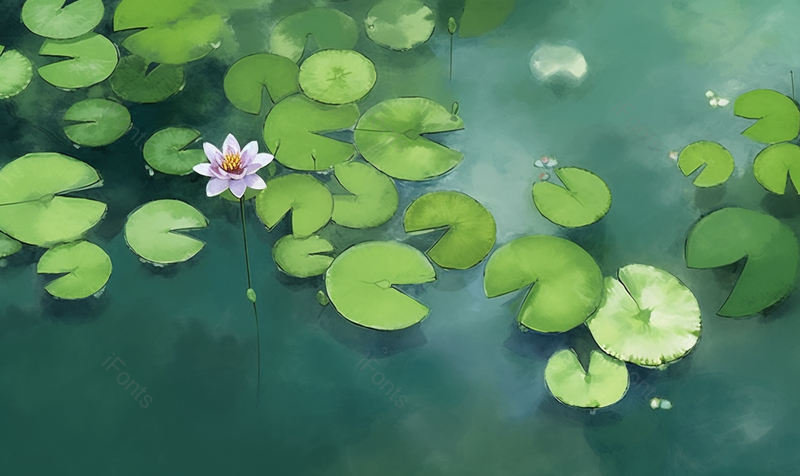 夏天莲花池盛开的一朵荷花手绘插画图,插画/手绘图,插画/手绘图库,插画/手绘图下载,插画/手绘